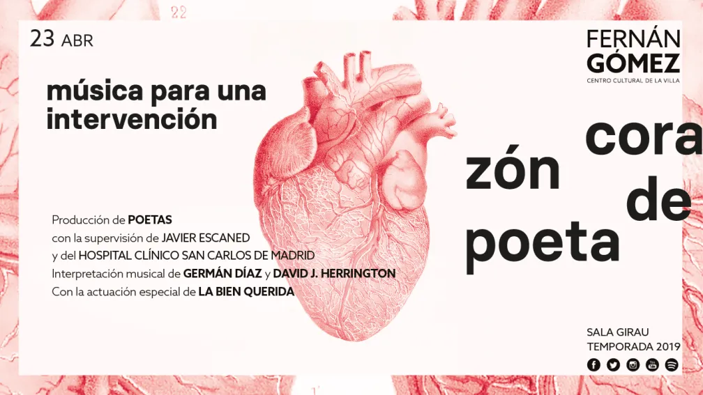 23 de abril - Sala Guirau 20 horas.  Corazón de poeta. Música para una intervención.  